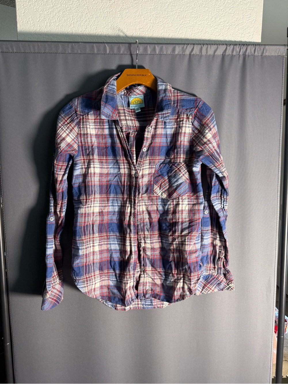 C & C Blue & Red Plaid woman’s Button-Down Shirt